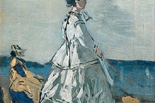 Obr. 3: Eugéne Boudin, Princess Pauline Metternich on the beach, [olej na kartonu, 29,5 x 23,5 cm]. Metropolitní muzeum v New Yorku, inv. č. 1999.288.1.  Dostupné z https://www.metmuseum.org/art/collection/search/437988