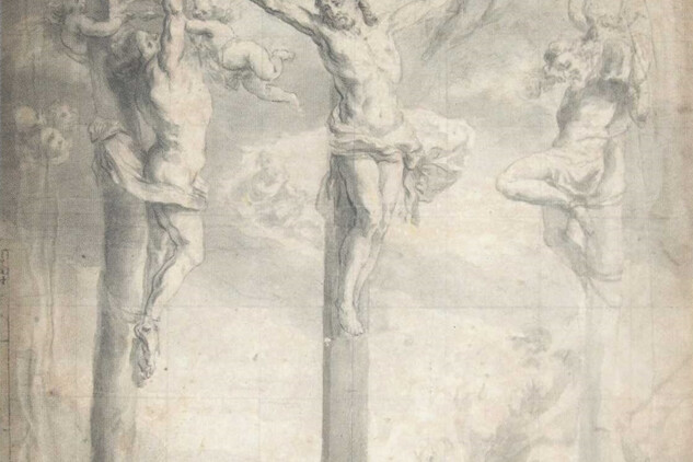 Ukřižování Krista, 30. léta 18. století, kresba perem a štětcem, 423x334 mm, sign. 62/27.  Kresba byla předlohou pro fresku ve druhém patře konventní budovy, tedy v patře určeném pro cely mnichů.