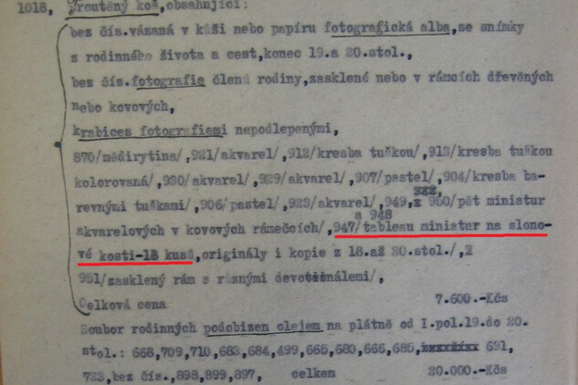 Soupis Národní kulturní komise v Plasích ze dne 20. května 1948, Národní archiv Praha, Fond Státní památková správa - dodatky, kart 143.