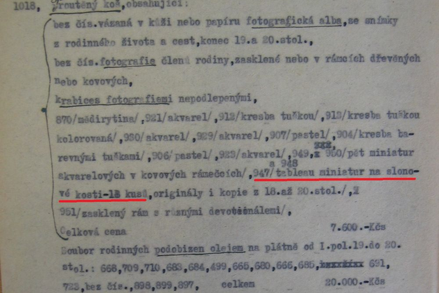 Soupis Národní kulturní komise v Plasích ze dne 20. května 1948, Národní archiv Praha, Fond Státní památková správa - dodatky, kart 143.